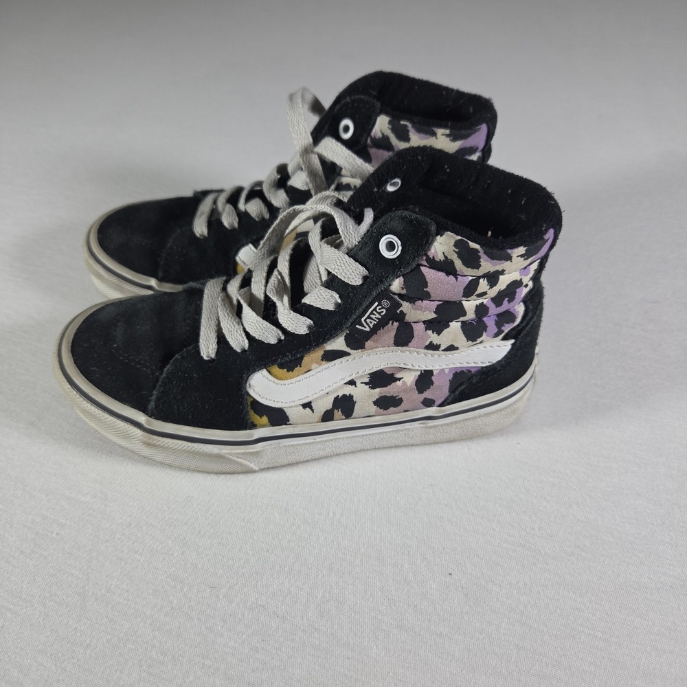 Vans Sk8-Hi‎ Youth Size 12.5 Leopard Cheetah Print Purple Black Suede High Tops